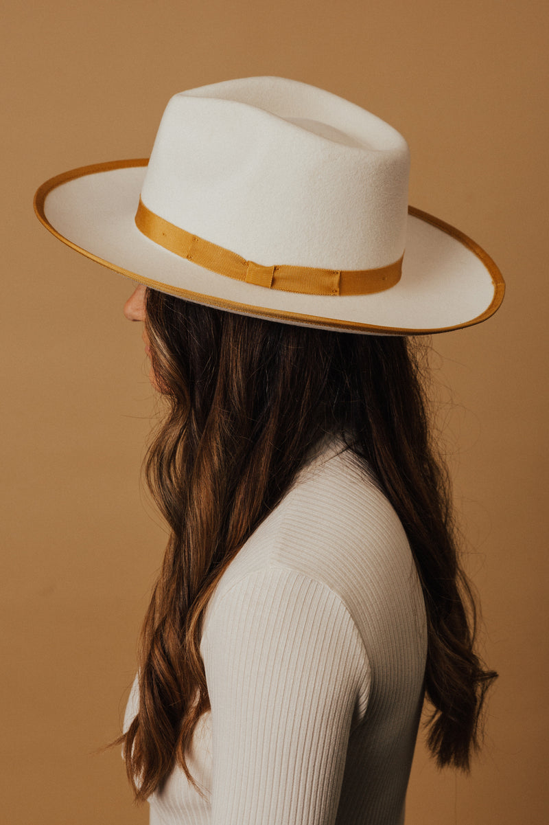 White & Mustard Finley Wool Hat