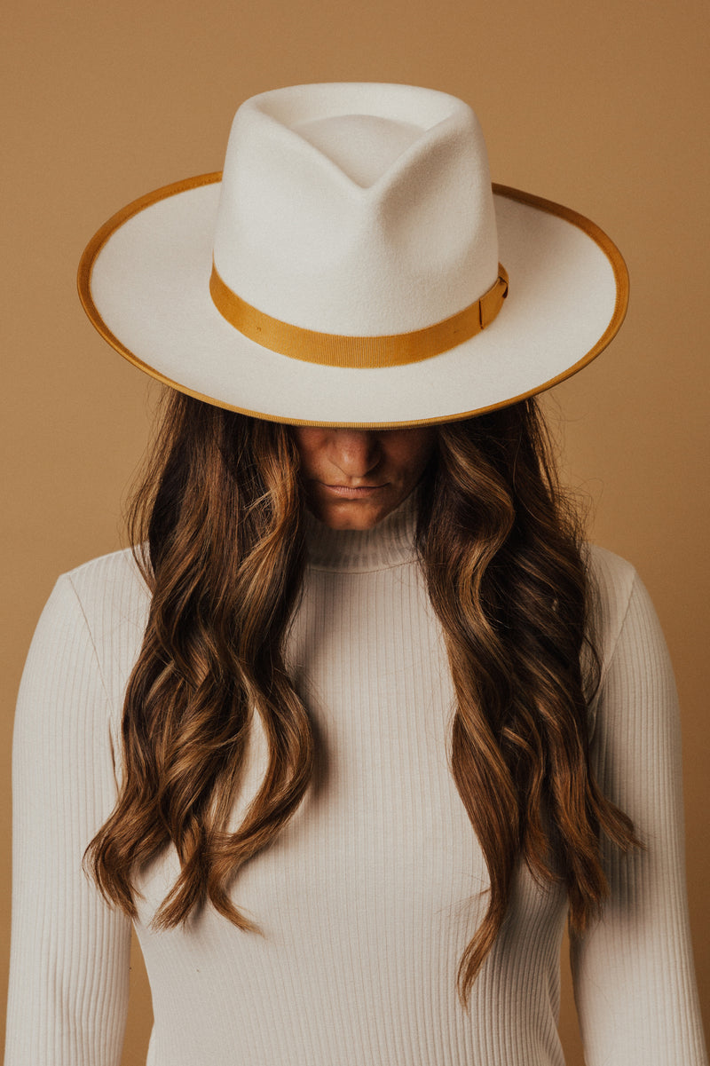 White & Mustard Finley Wool Hat