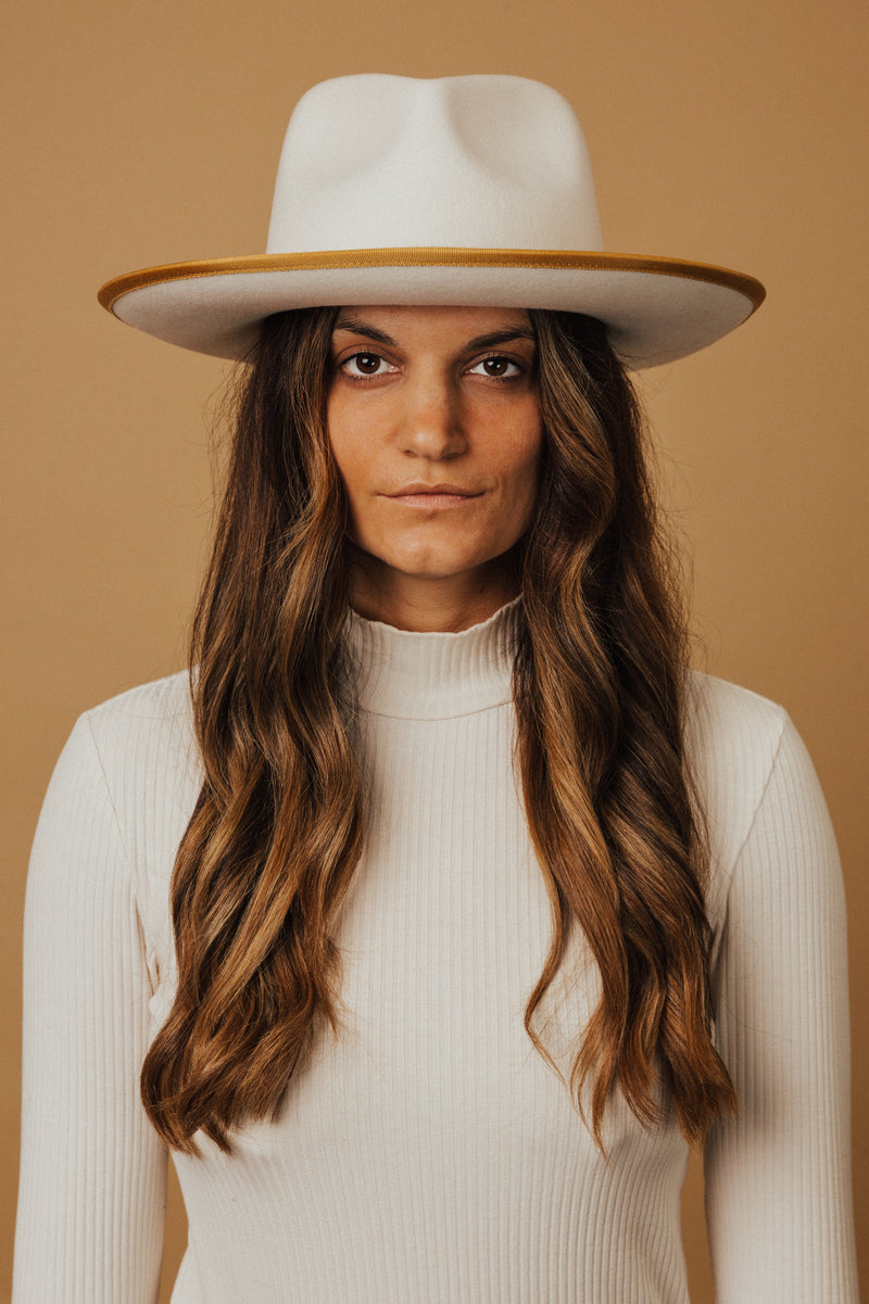 White & Mustard Finley Wool Hat