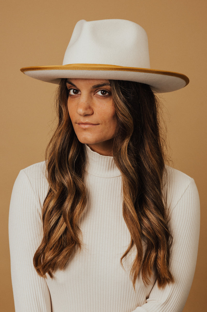 White & Mustard Finley Wool Hat