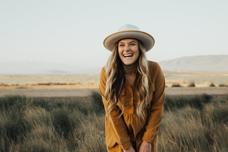 White & Mustard Finley Wool Hat