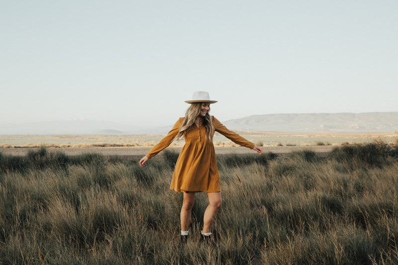 White & Mustard Finley Wool Hat