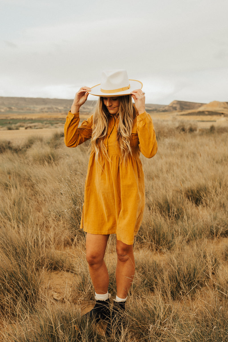 White & Mustard Finley Wool Hat